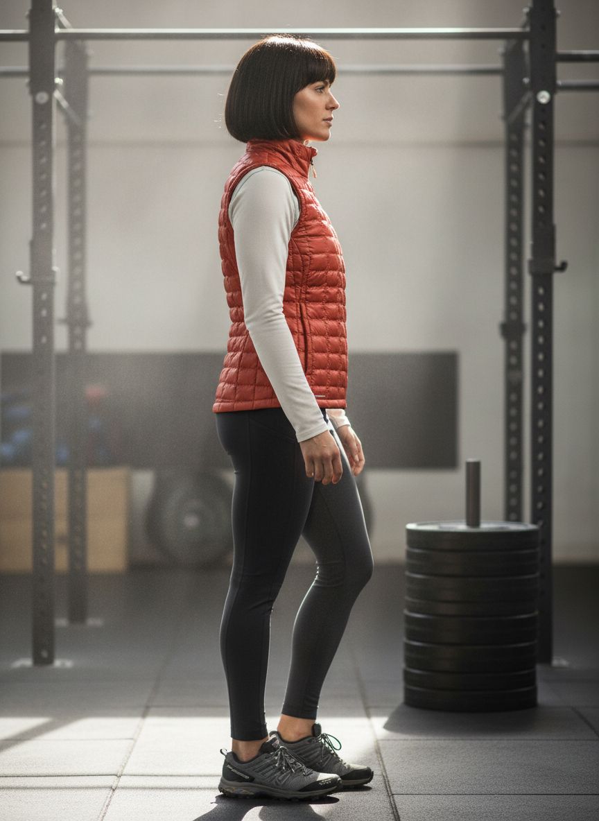 Lightweight Thermoball vest in {color} with synthetic insulation, front zip closure and fitted cut for outdoor layering — view 1