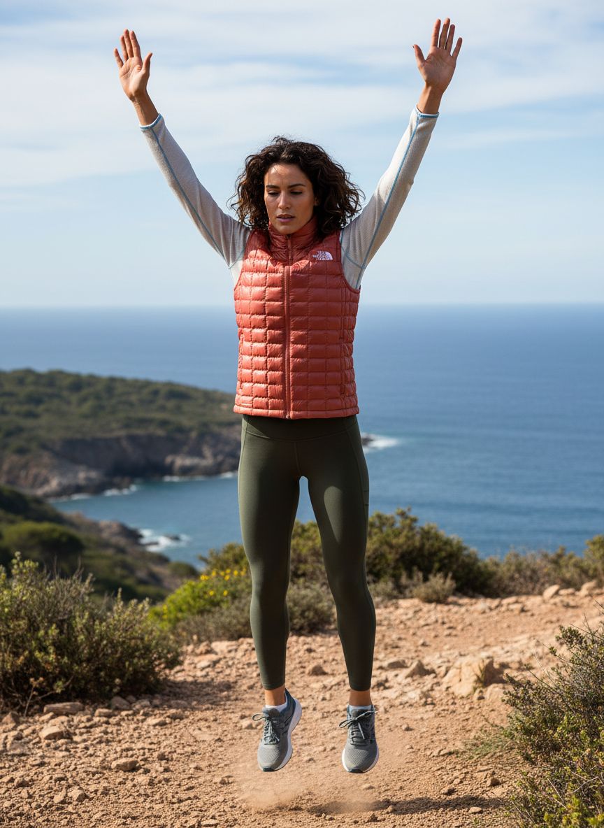 Lightweight Thermoball vest in {color} with synthetic insulation, front zip closure and fitted cut for outdoor layering — view 3