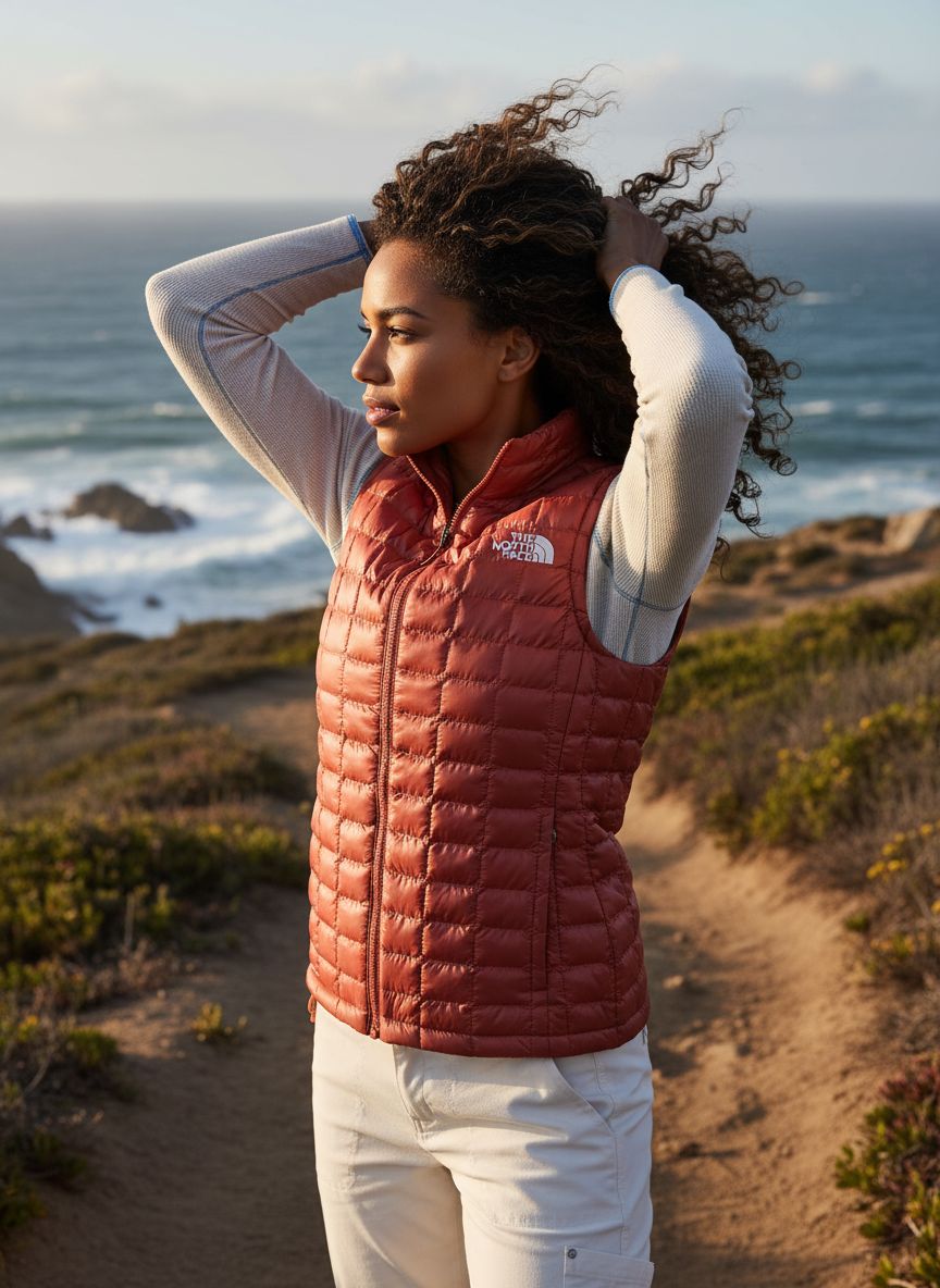 Lightweight Thermoball vest in {color} with synthetic insulation, front zip closure and fitted cut for outdoor layering — view 5