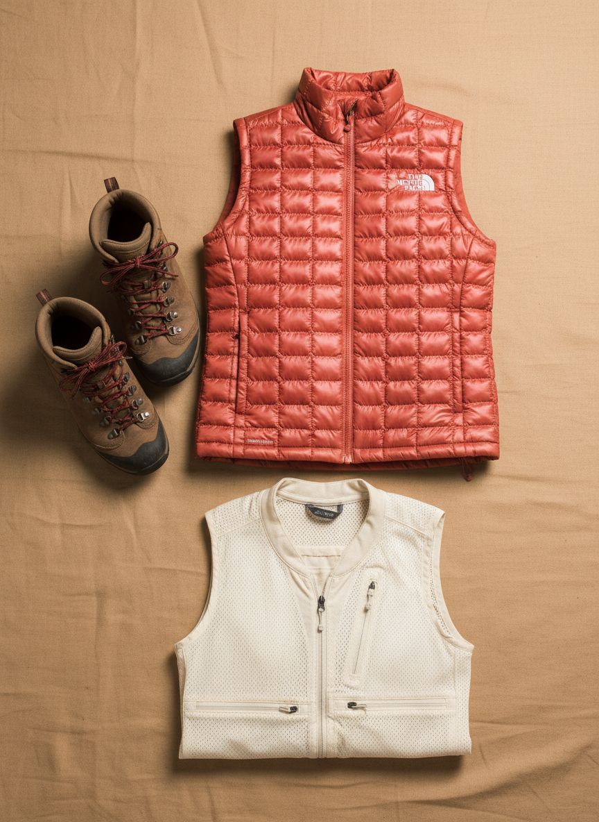 Lightweight Thermoball vest in {color} with synthetic insulation, front zip closure and fitted cut for outdoor layering — view 6