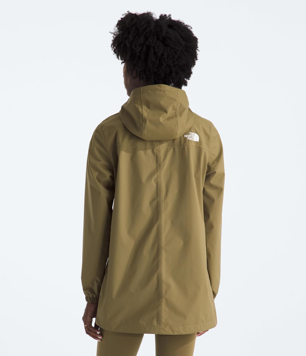 Black waterproof rain parka with seam-sealed construction and adjustable hood, displayed on white background — view 2