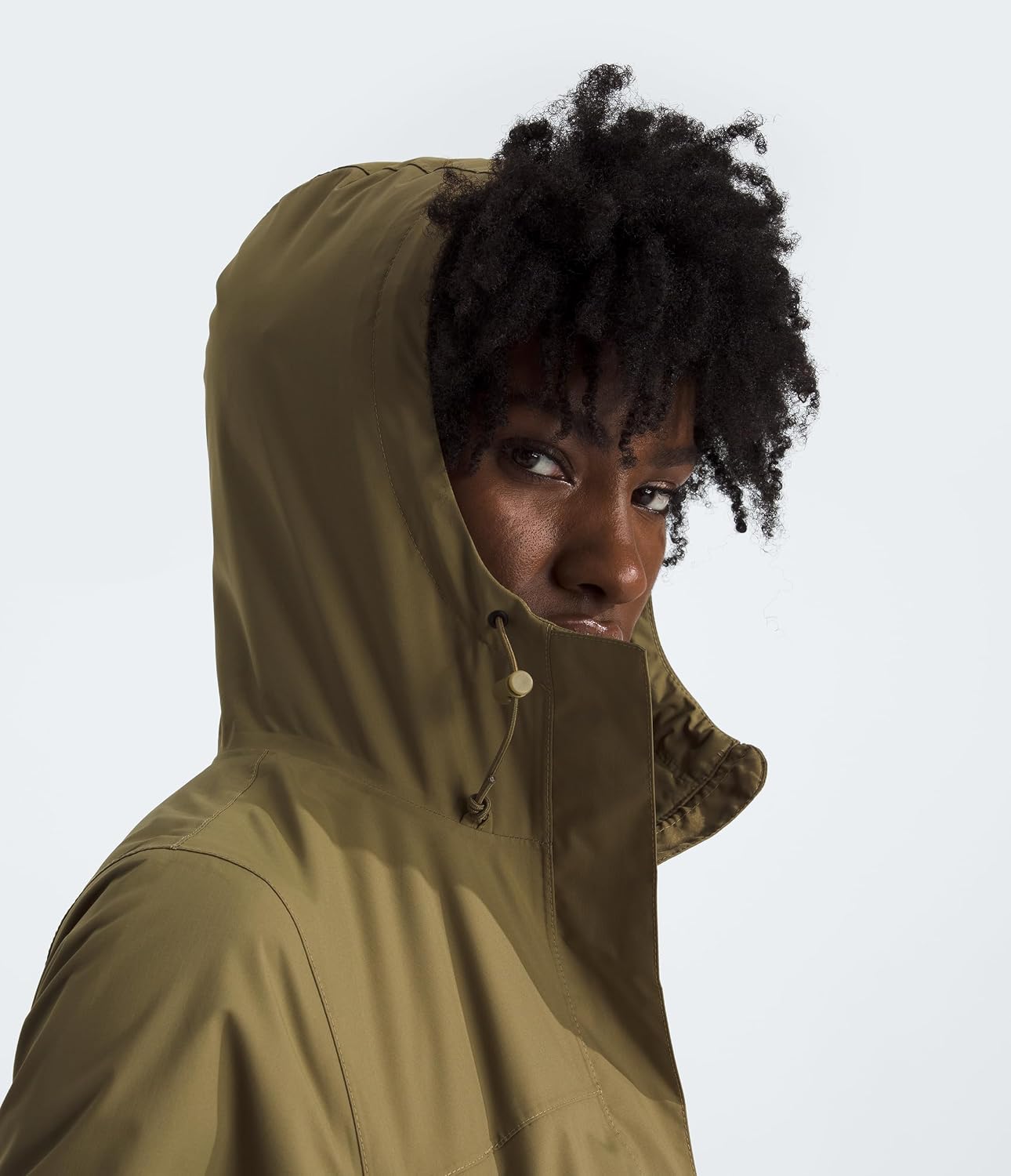 Black waterproof rain parka with seam-sealed construction and adjustable hood, displayed on white background — view 3