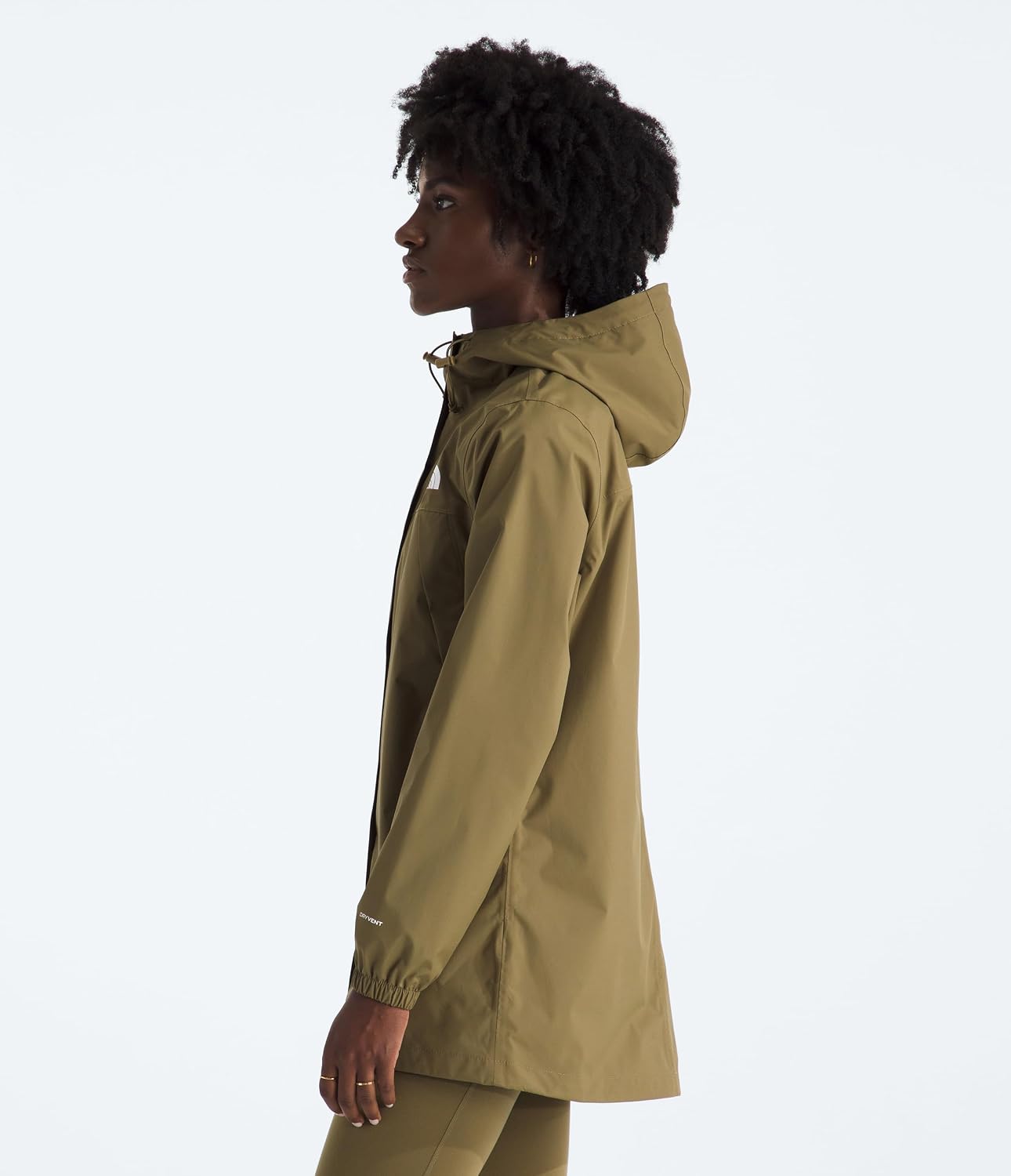 Black waterproof rain parka with seam-sealed construction and adjustable hood, displayed on white background — view 1