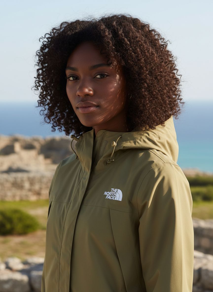 Black waterproof rain parka with seam-sealed construction and adjustable hood, displayed on white background — view 2b