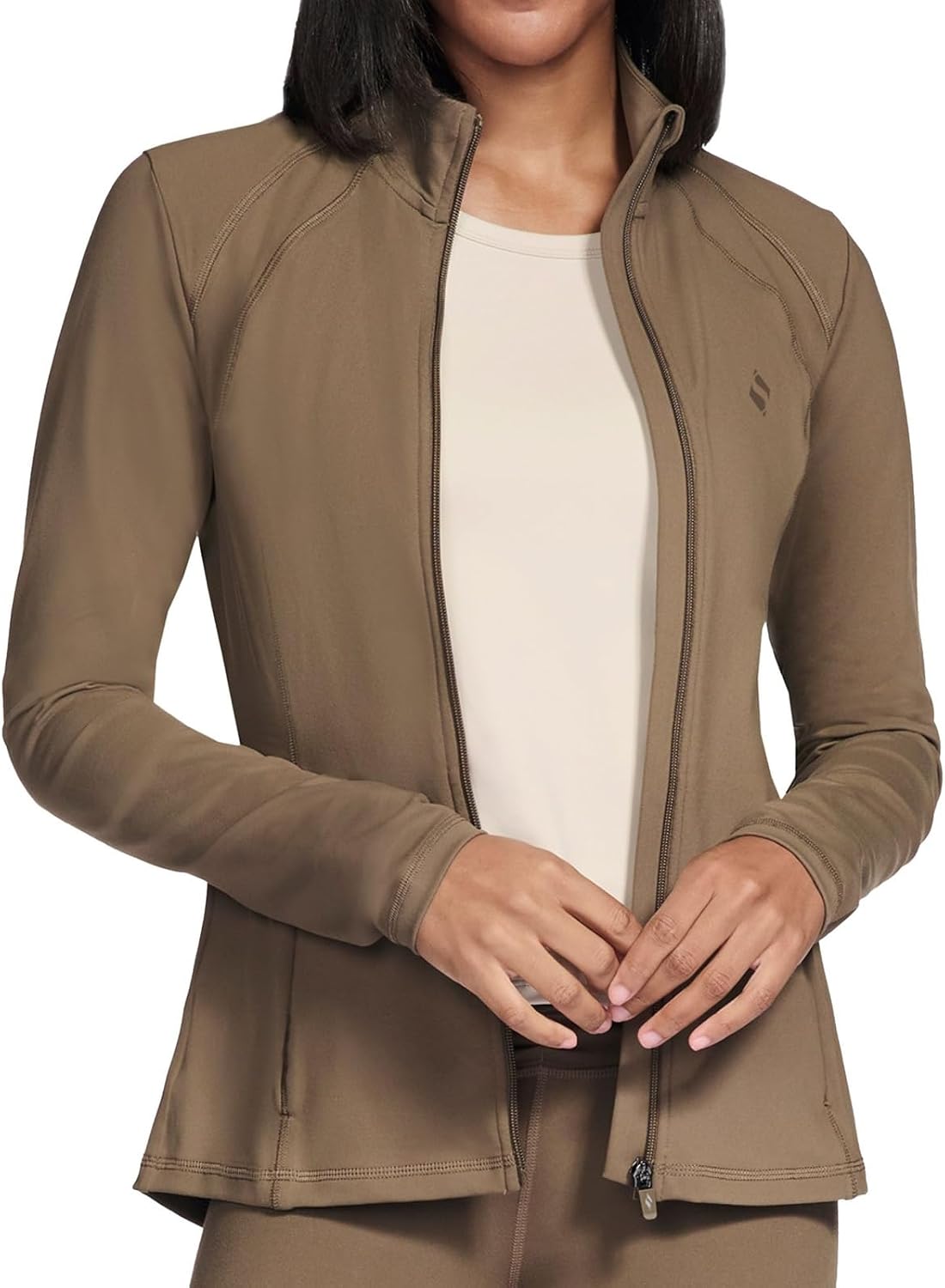 Black relaxed-fit brushed fleece athleisure jacket with moisture-wicking technology โ view 1