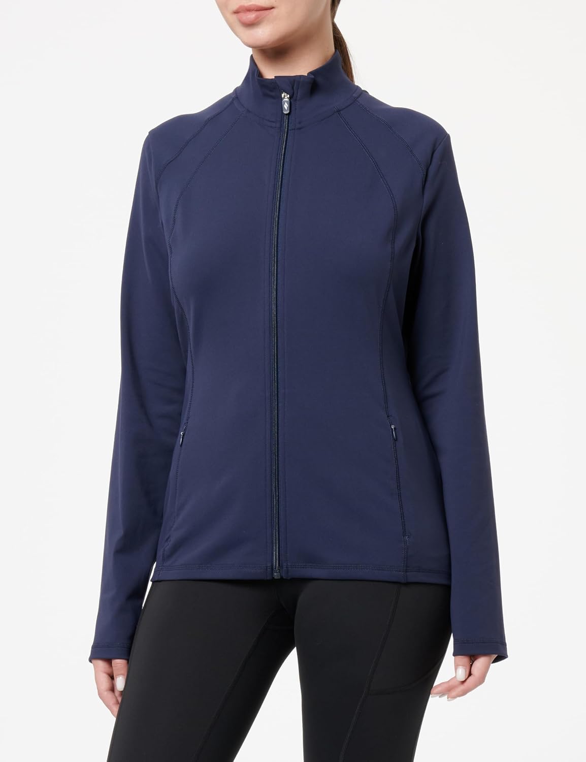 Black relaxed-fit brushed fleece athleisure jacket with moisture-wicking technology โ view 2