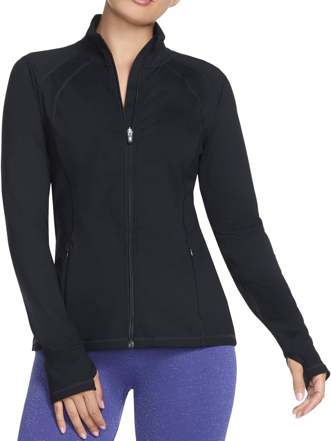 Black relaxed-fit brushed fleece athleisure jacket with moisture-wicking technology โ view 4