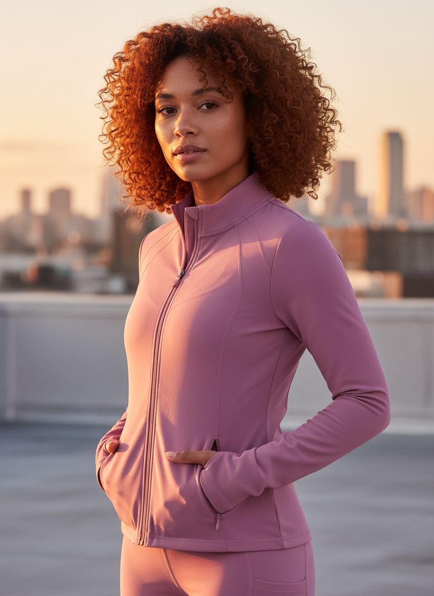 Black relaxed-fit brushed fleece athleisure jacket with moisture-wicking technology โ view 2b