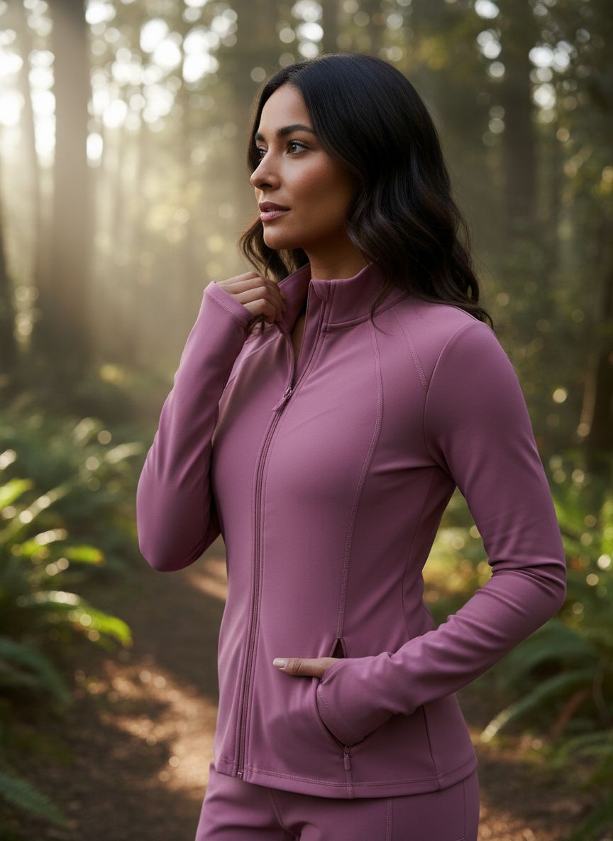 Black relaxed-fit brushed fleece athleisure jacket with moisture-wicking technology โ view 5