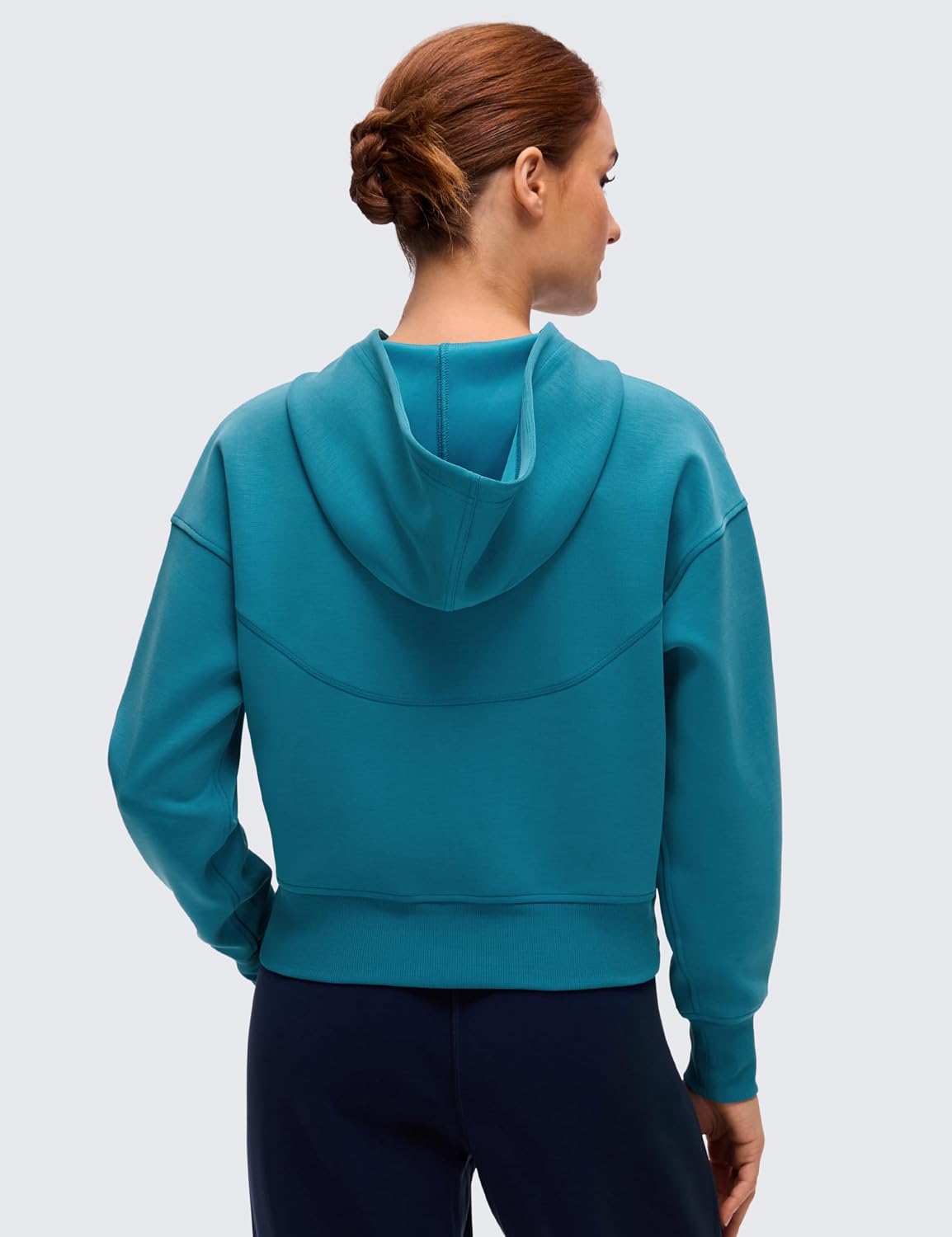 CRZ YOGA full zip hoodie in {color} with soft brushed fleece and front pockets — view 2