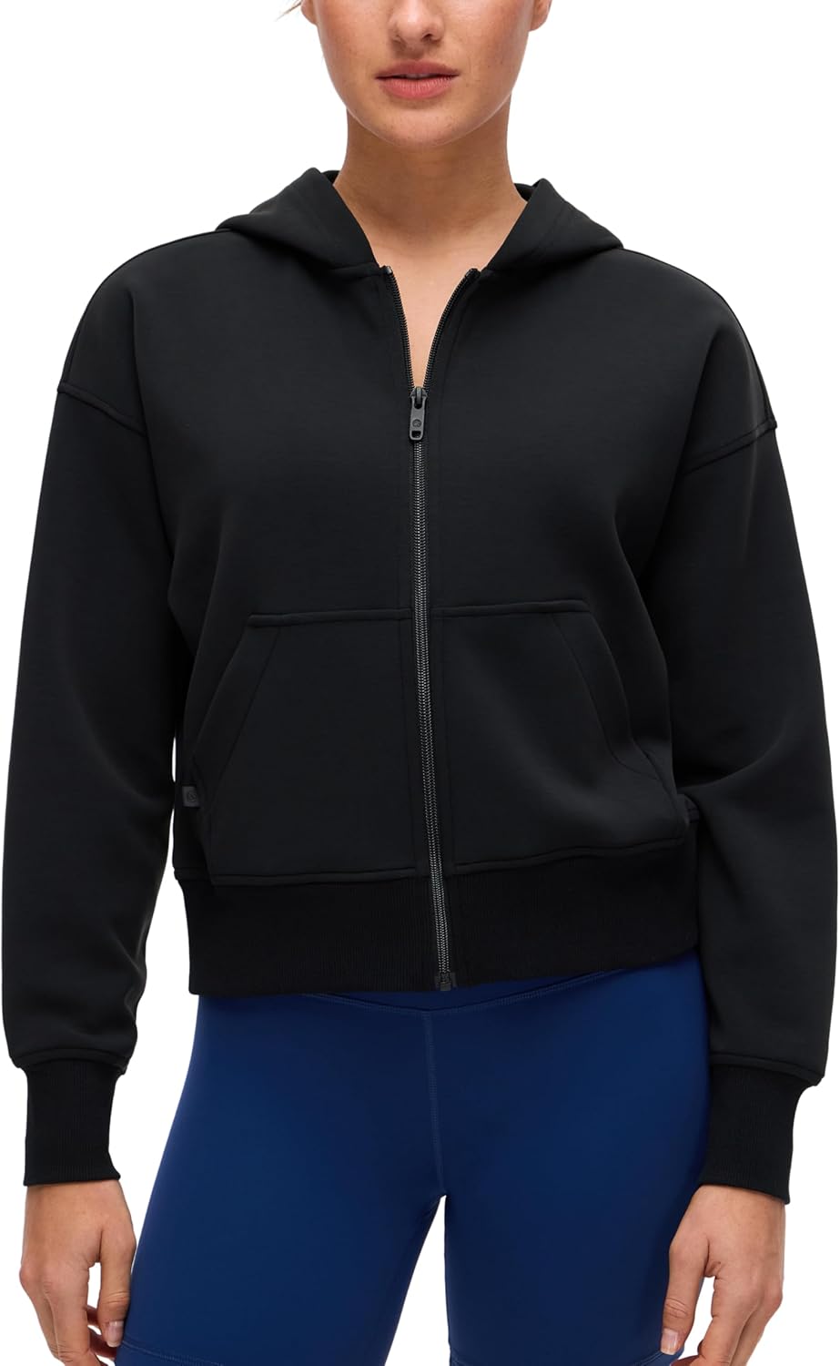 CRZ YOGA full zip hoodie in {color} with soft brushed fleece and front pockets — view 3