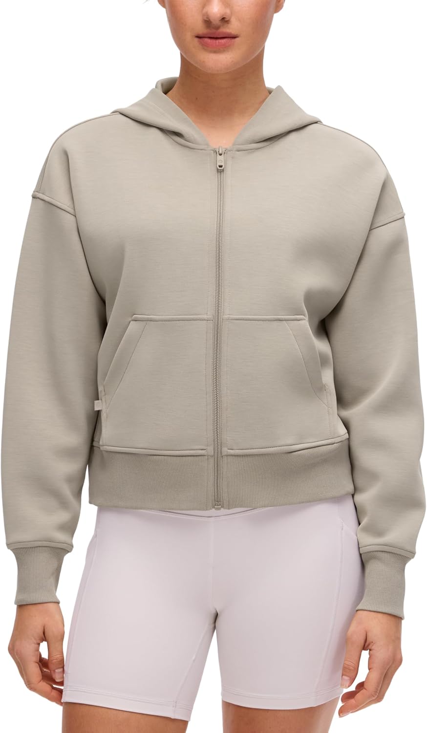 CRZ YOGA full zip hoodie in {color} with soft brushed fleece and front pockets — view 4