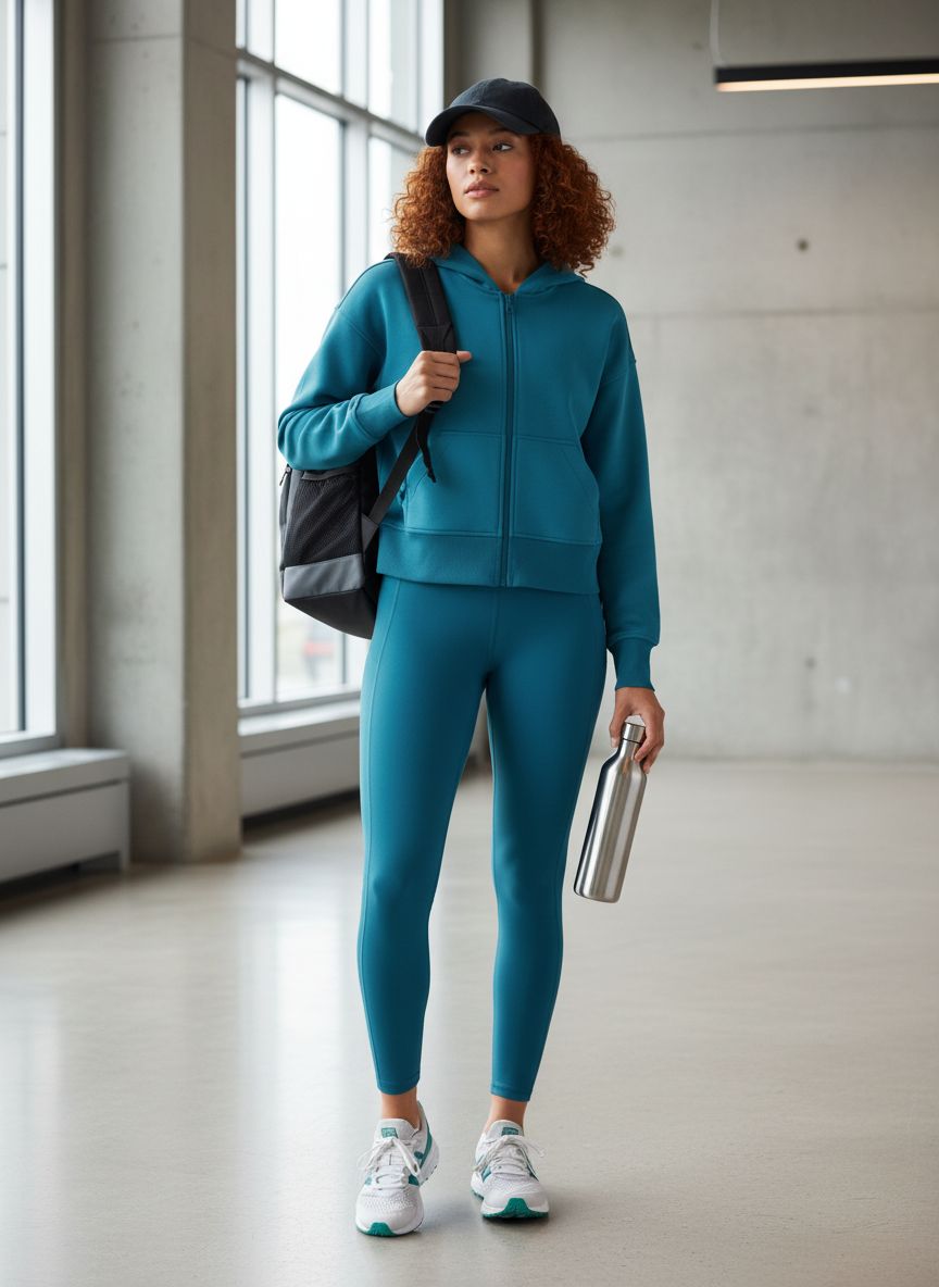 CRZ YOGA full zip hoodie in {color} with soft brushed fleece and front pockets — view 5