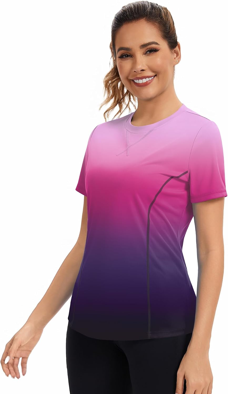 Fitted short sleeve running top in {color} with UPF50+ sun protection and quick-dry fabric technology — view 3