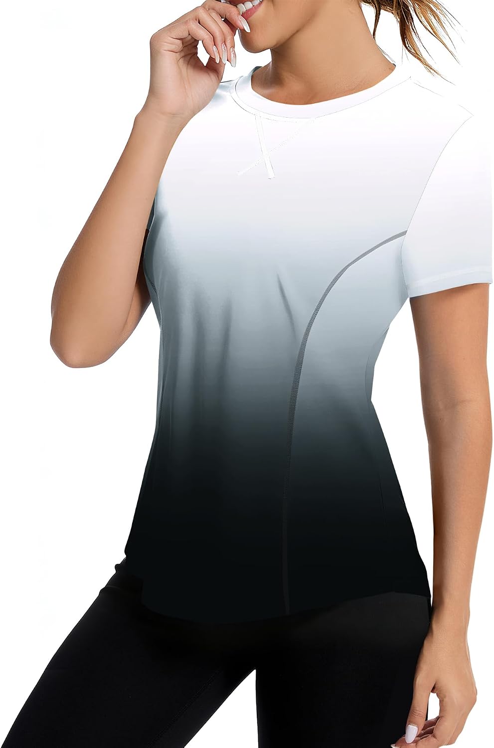 Fitted short sleeve running top in {color} with UPF50+ sun protection and quick-dry fabric technology — view 4