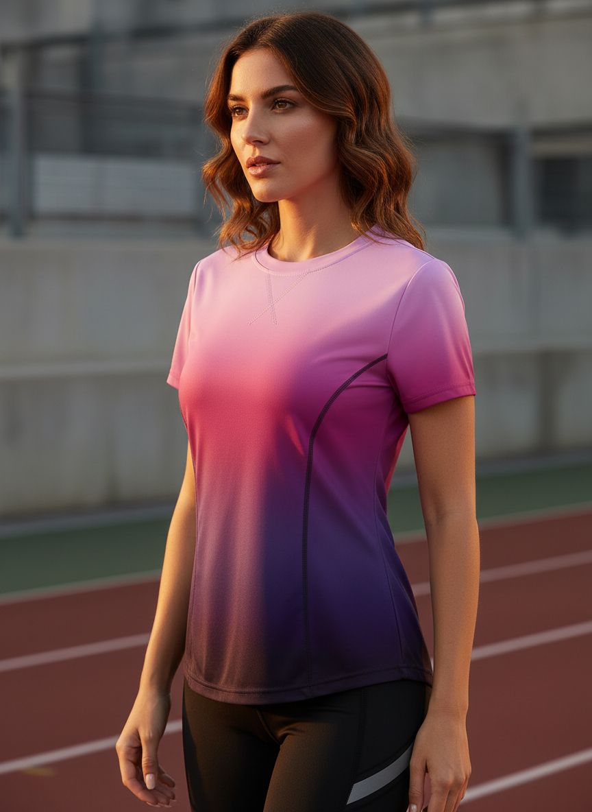Fitted short sleeve running top in {color} with UPF50+ sun protection and quick-dry fabric technology — view 2b