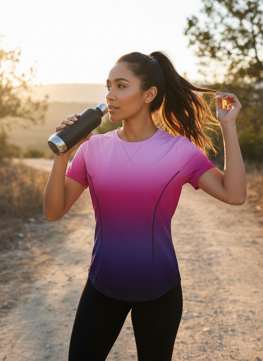 Fitted short sleeve running top in {color} with UPF50+ sun protection and quick-dry fabric technology — view 6a