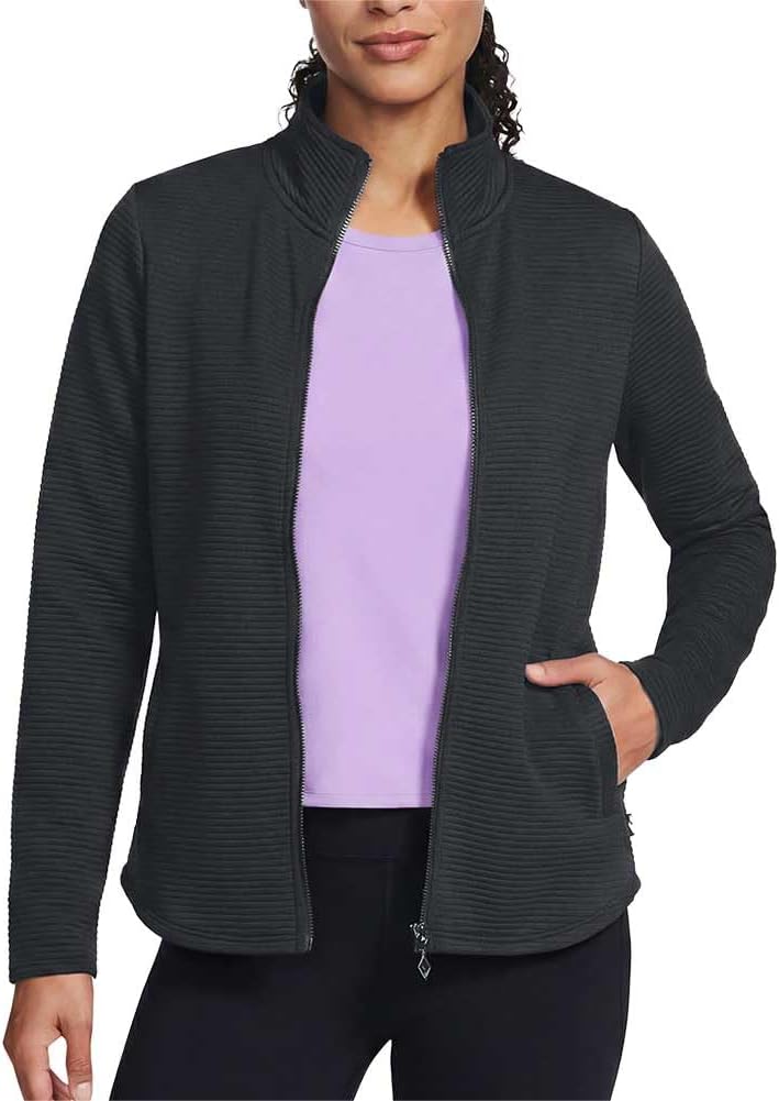 Women's scoop hem fleece jacket in {color} with soft brushed fabric, relaxed fit for athleisure — view 4