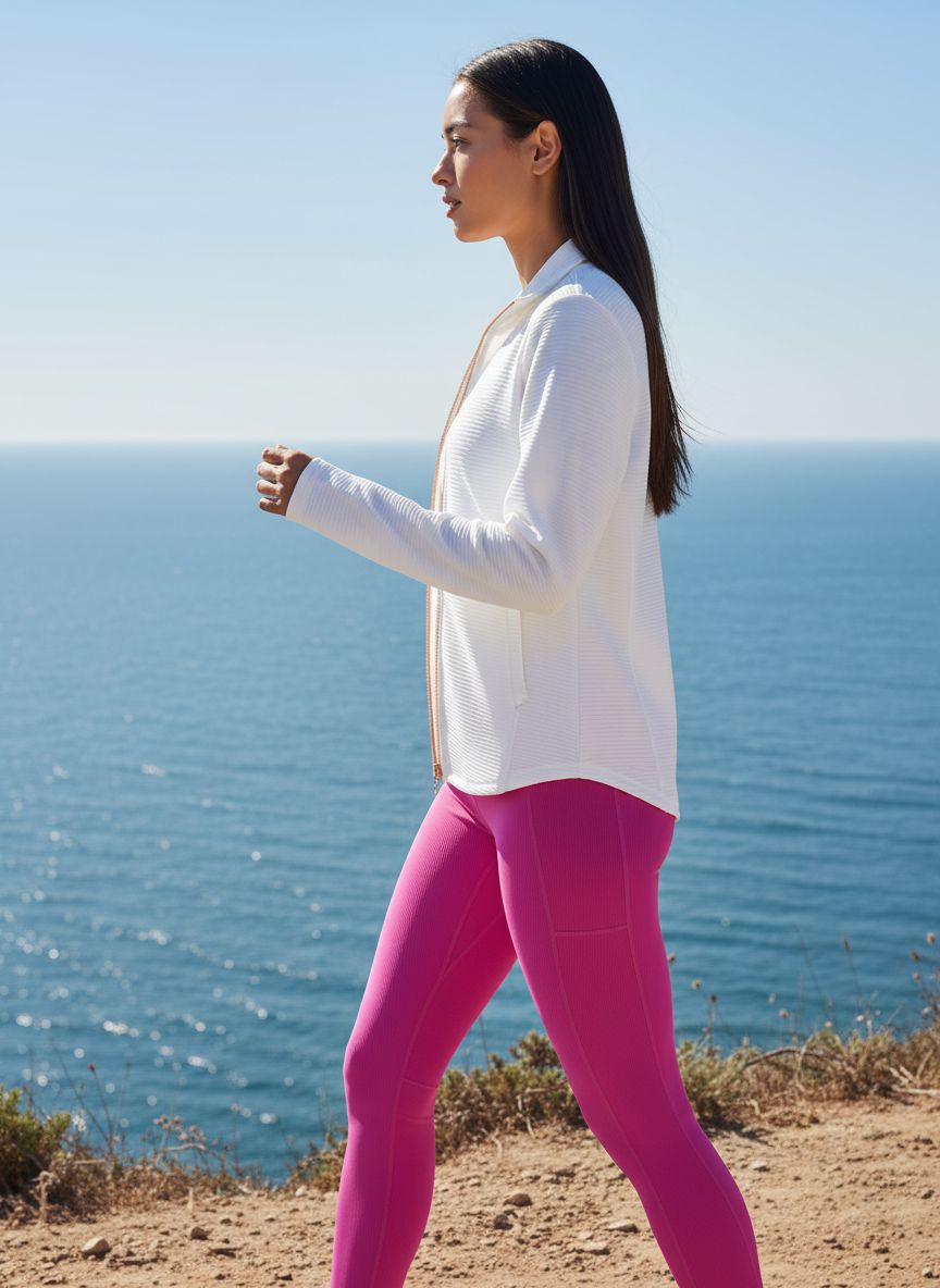 Women's scoop hem fleece jacket in {color} with soft brushed fabric, relaxed fit for athleisure — view 2a