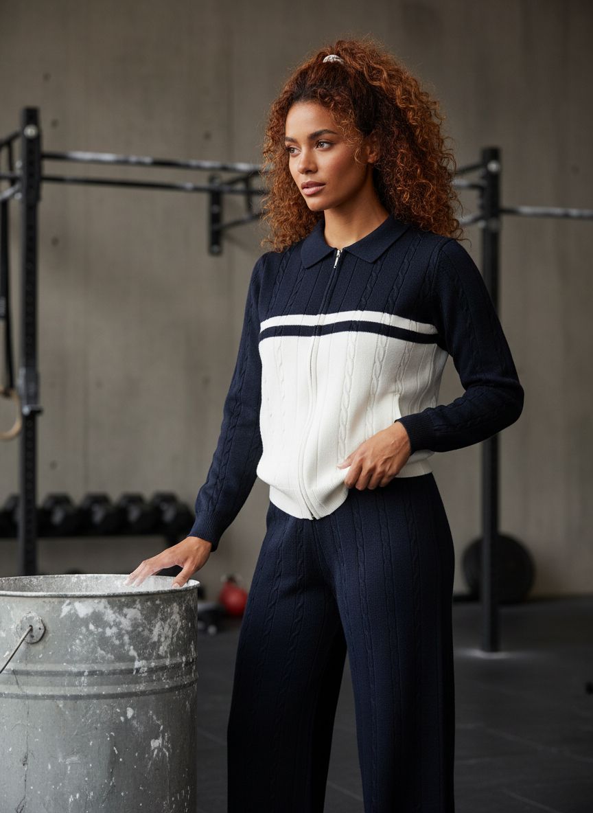 Women's {color} soft brushed fleece tracksuit set with zip-up top and wide-leg sweatpants — view 6a