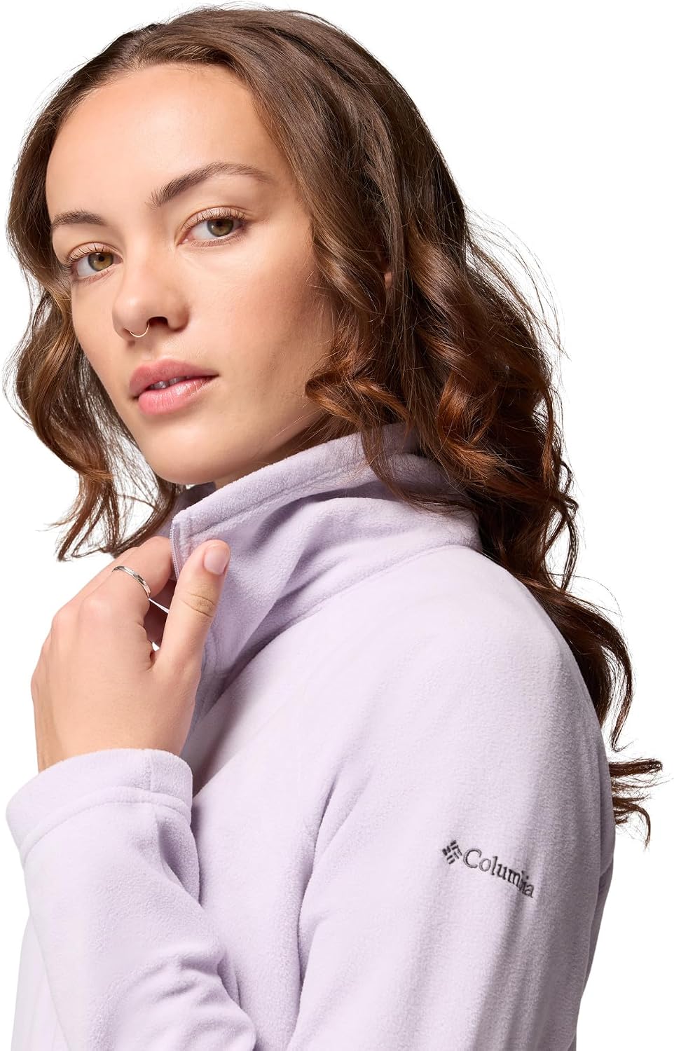 Columbia Glacial IV 1/2 Zip fleece jacket in black with moisture-wicking brushed fabric detail — detail