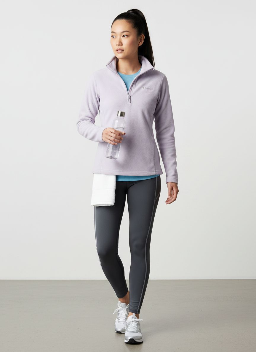 Columbia Glacial IV 1/2 Zip fleece jacket in black with moisture-wicking brushed fabric detail — view 4b