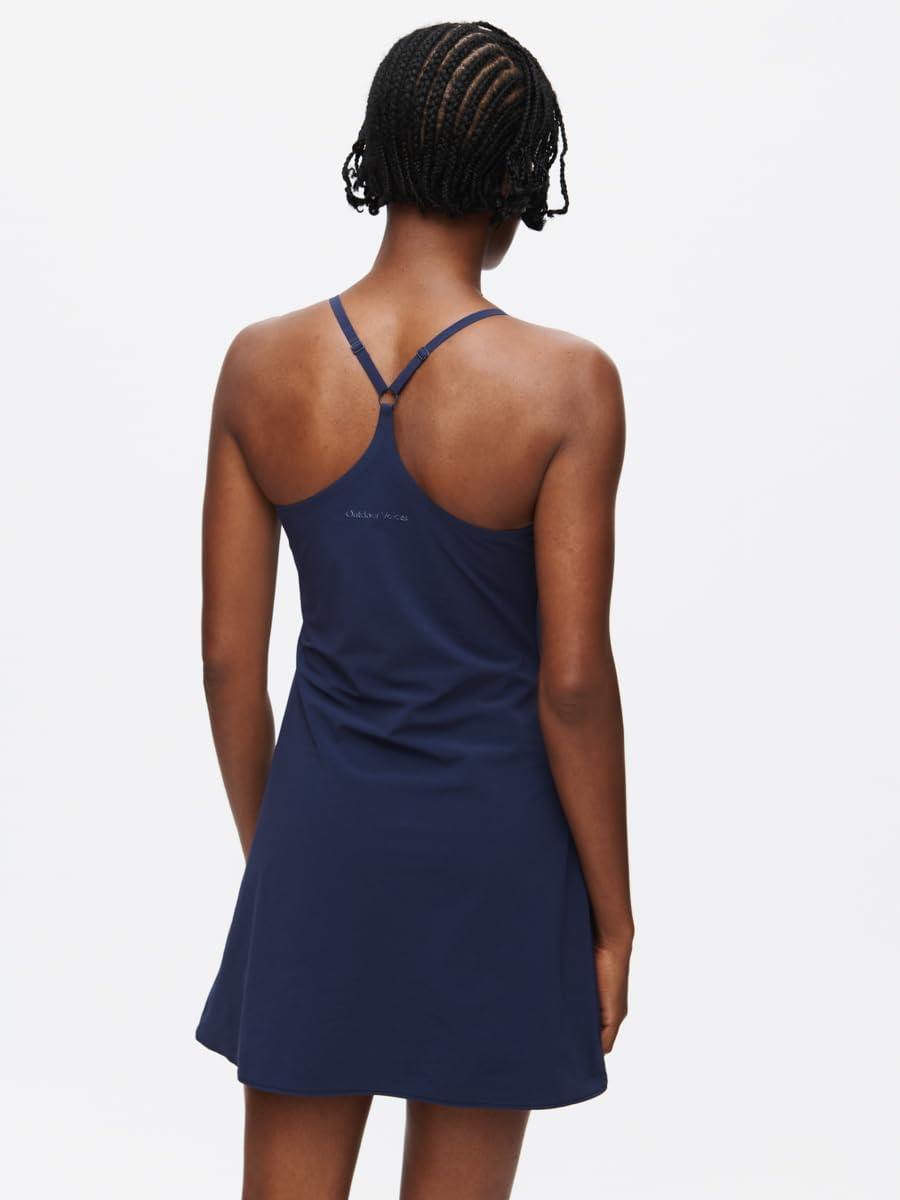 Outdoor Voices Exercise Dress in black with four-way stretch fabric, showcasing semi-fitted athleisure silhouette โ view 4