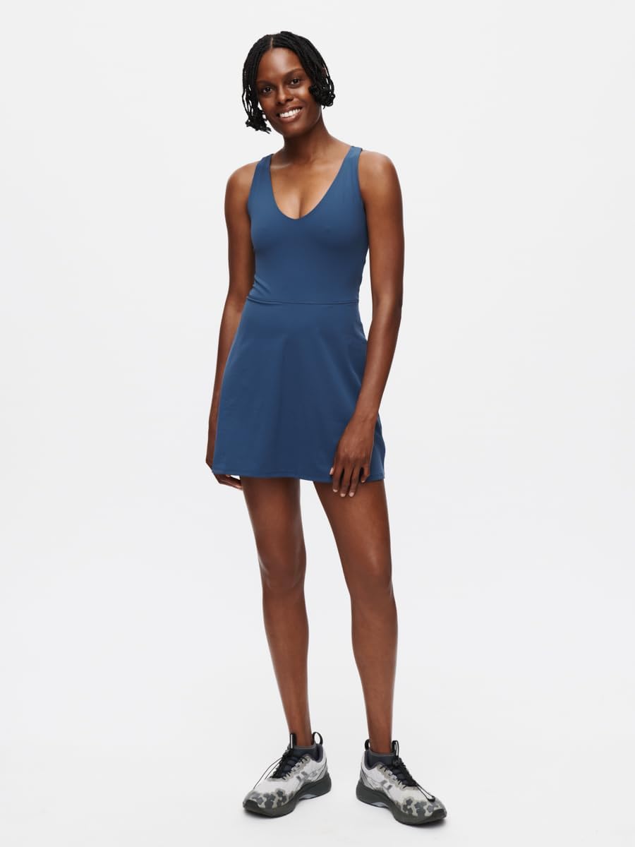 Outdoor Voices Volley Dress in {color} with built-in shorts liner and moisture-wicking fabric — view 2