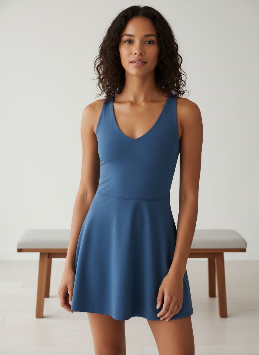 Outdoor Voices Volley Dress in {color} with built-in shorts liner and moisture-wicking fabric
