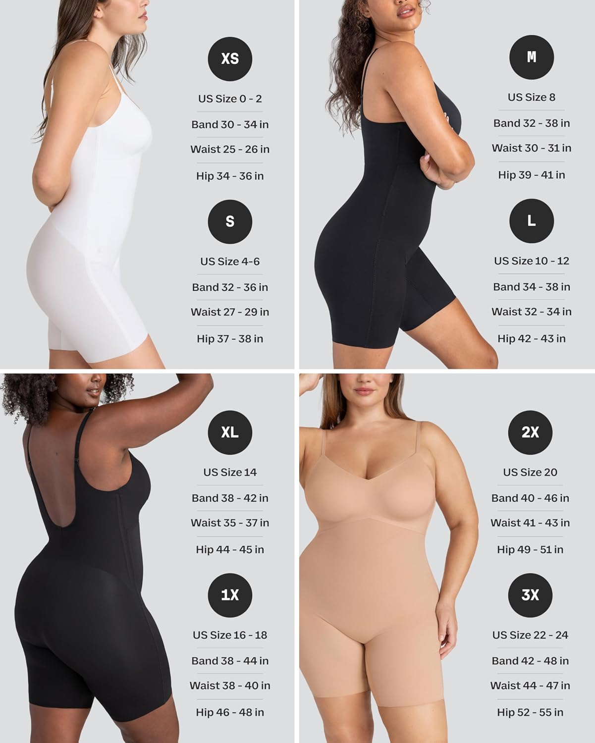 Black low-back compression bodysuit with targeted tummy control, front view on model — view 1