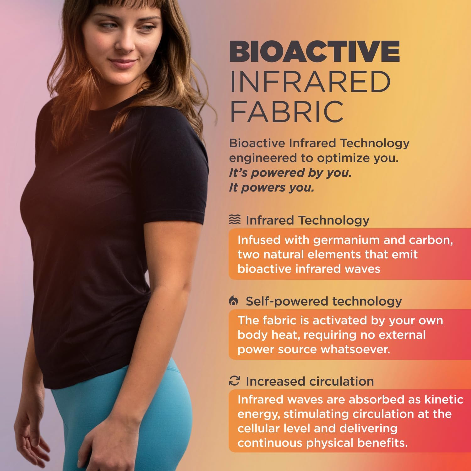 Black infrared athletic shirt with moisture-wicking fabric, fitted cut for running performance — view 2