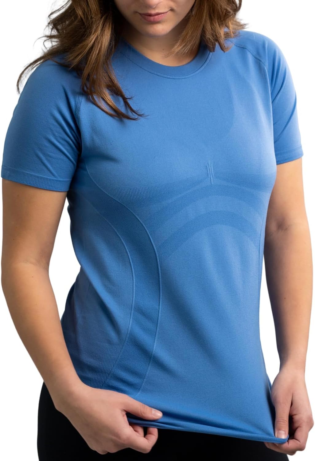 Black infrared athletic shirt with moisture-wicking fabric, fitted cut for running performance — view 4