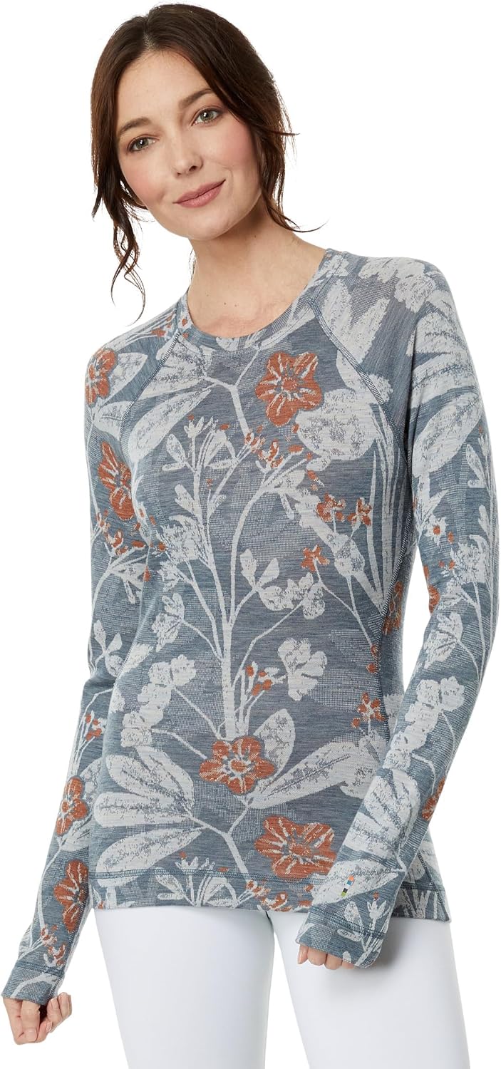 Charcoal grey merino wool thermal crew neck base layer with moisture-wicking fabric, front view on model — view 4