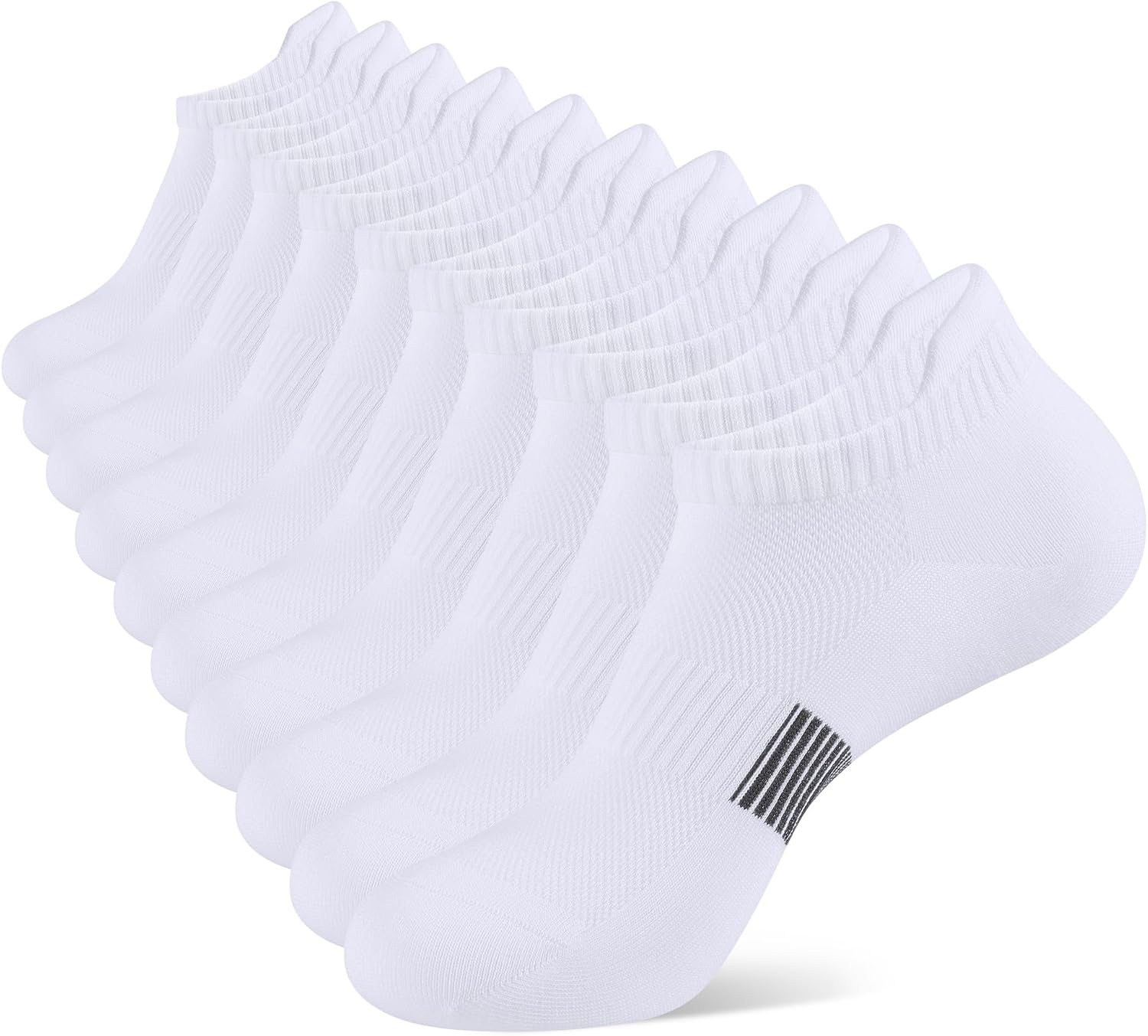 Breathable cotton running socks in {color}, showing moisture-wicking performance fabric — front