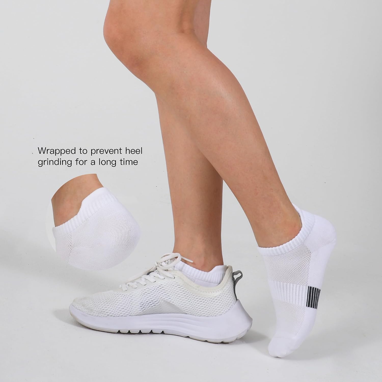 Breathable cotton running socks in {color}, showing moisture-wicking performance fabric — back