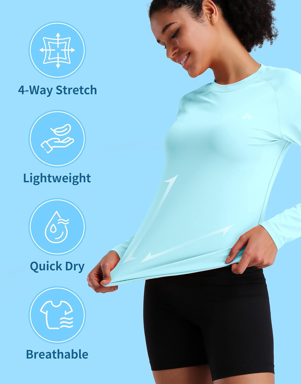 Fitted long sleeve sun shirt in {color} with UPF 50+ protection and quick-dry technology — view 1