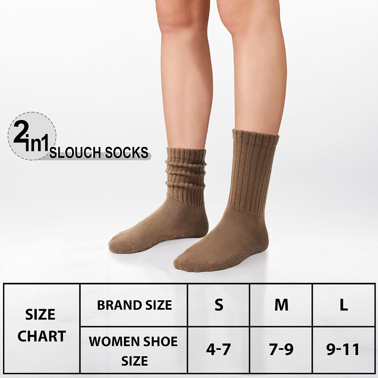 Mid-calf non-slip grip yoga socks in {color} for Pilates and barre classes β view 2