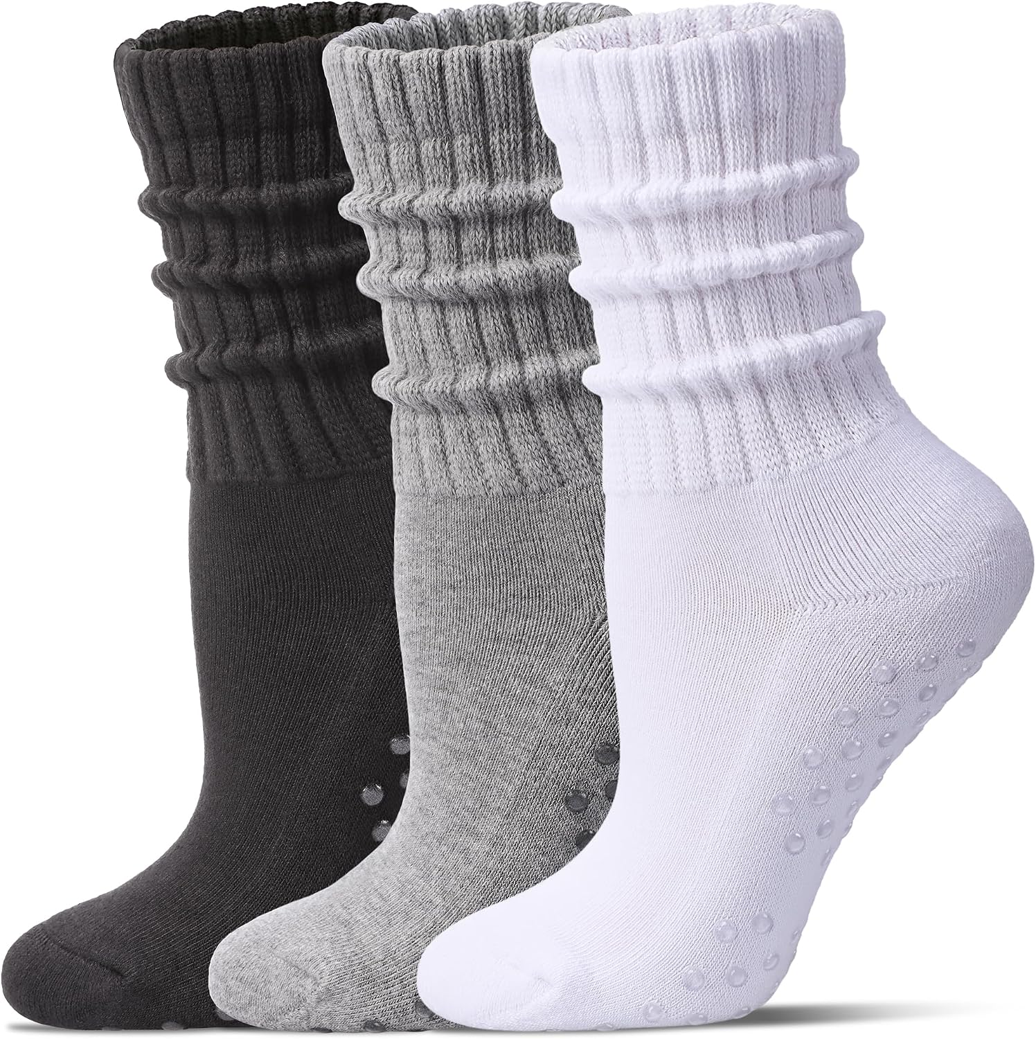 Mid-calf non-slip grip yoga socks in {color} for Pilates and barre classes β view 3