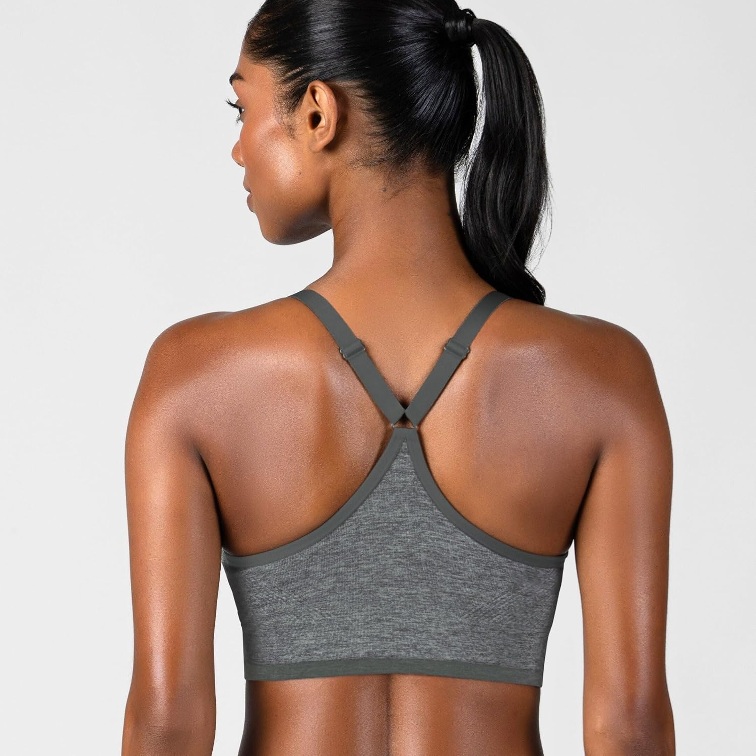 New Balance {color} sports bra with moisture-wicking four-way stretch fabric, front view — view 2