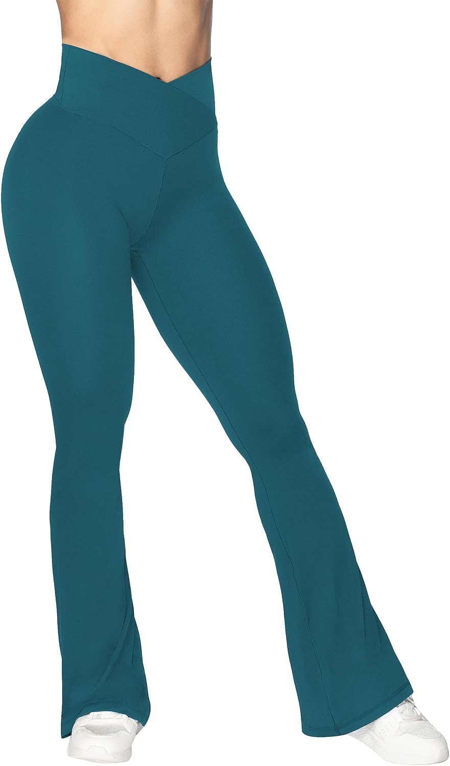 Sunzel black flare yoga leggings with four-way stretch fabric, fitted design for studio practice โ view 4