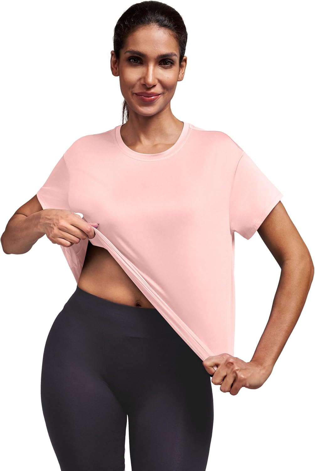 Women's {color} relaxed fit running top with moisture-wicking fabric, front view — view 1