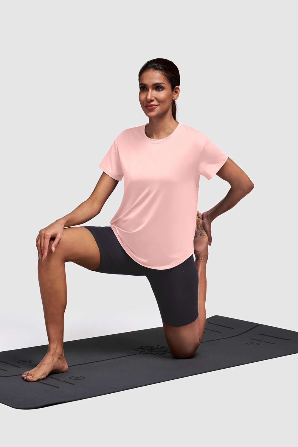Women's {color} relaxed fit running top with moisture-wicking fabric, front view — view 2
