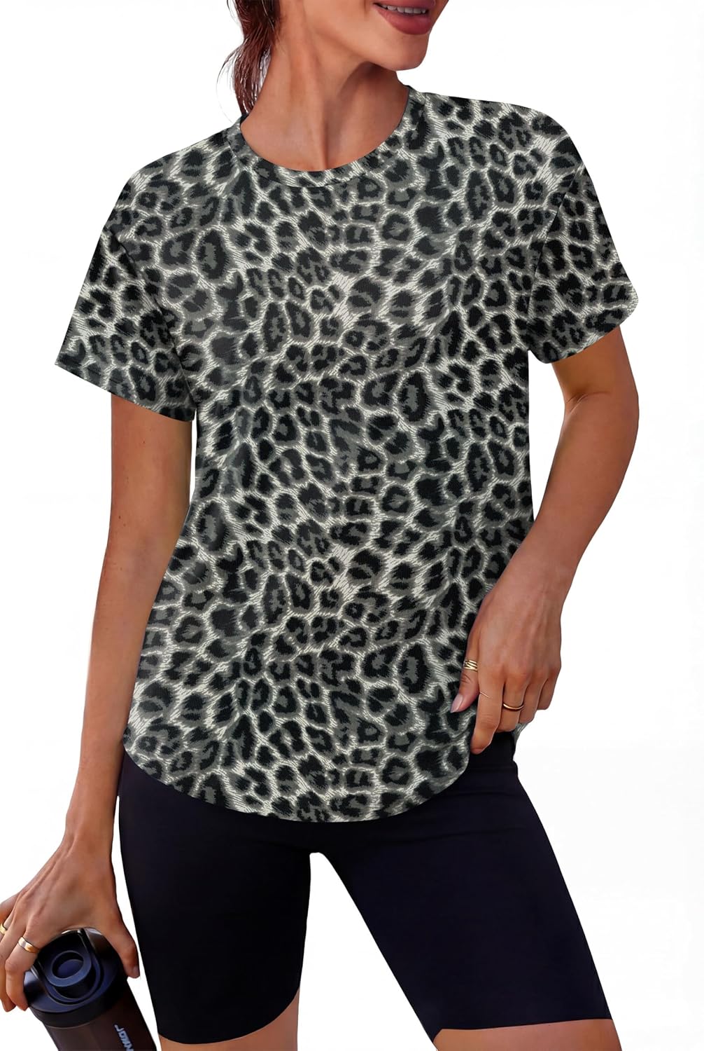 Women's {color} relaxed fit running top with moisture-wicking fabric, front view — view 4